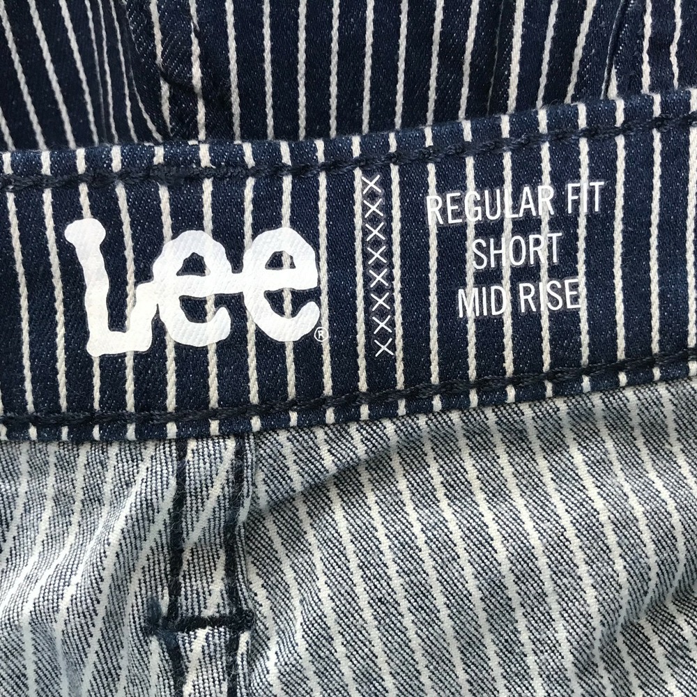 Lee Denim Shorts Womens 22M Blue Railroad Striped Mid Rise Regular Fit - Picture 7 of 9